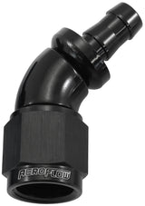 -6AN To 5/16" Barb 45 Deg Full Flow Push Lock Black AF512-06-05BLK - Aeroflow