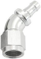 -6AN To 5/16" Barb 45 Deg Full Flow Push Lock Silver AF512-06-05S - Aeroflow
