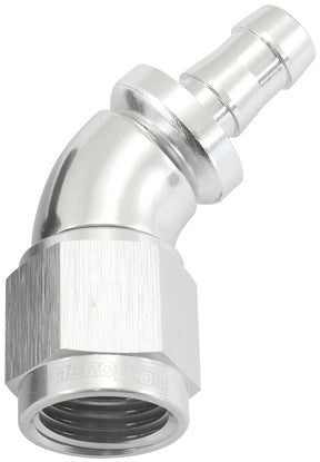 -6AN To 5/16" Barb 45 Deg Full Flow Push Lock Silver AF512-06-05S - Aeroflow