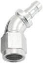 -6AN To 5/16" Barb 45 Deg Full Flow Push Lock Silver AF512-06-05S - Aeroflow