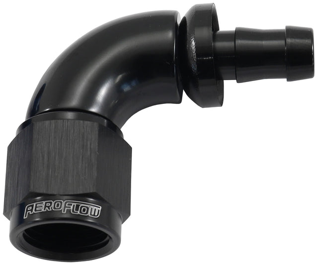-6AN To 5/16" Barb 90 Deg Full Flow Push Lock Black AF513-06-05BLK - Aeroflow