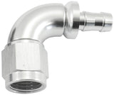 -6AN To 5/16" Barb 90 Deg Full Flow Push Lock Silver AF513-06-05S - Aeroflow