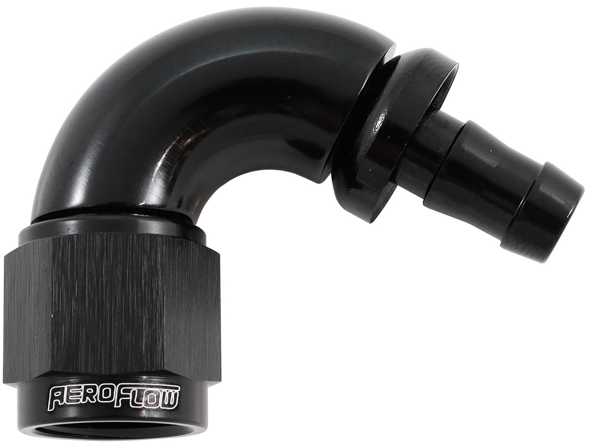 -6AN To 5/16" Barb 120 Degree Full Flow Push Lock Black AF514-06-05BLK - Aeroflow