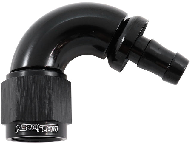 -6AN To 5/16" Barb 120 Degree Full Flow Push Lock Black AF514-06-05BLK - Aeroflow