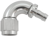 -6AN To 5/16" Barb 120 Degree Full Flow Push Lock Silver AF514-06-05S - Aeroflow