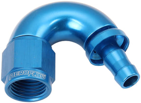 -6AN To 5/16" Barb 150 Degree Full Flow Push Lock Blue AF515-06-05 - Aeroflow