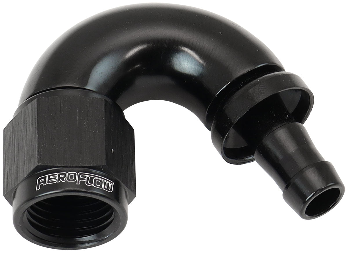 -6AN To 5/16" Barb 150 Degree Full Flow Push Lock Black AF515-06-05BLK - Aeroflow
