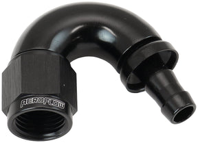 -6AN To 5/16" Barb 150 Degree Full Flow Push Lock Black AF515-06-05BLK - Aeroflow