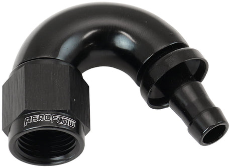 -6AN To 5/16" Barb 150 Degree Full Flow Push Lock Black AF515-06-05BLK - Aeroflow
