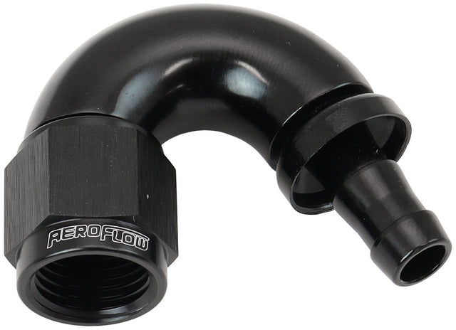 -6AN To 5/16" Barb 150 Degree Full Flow Push Lock Black AF515-06-05BLK - Aeroflow