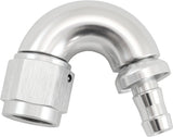 -6AN To 5/16" Barb 150 Degree Full Flow Push Lock Silver AF515-06-05S - Aeroflow