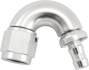 -6AN To 5/16" Barb 150 Degree Full Flow Push Lock Silver AF515-06-05S - Aeroflow