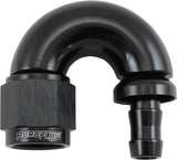 -6AN To 5/16" Barb 180 Degree Full Flow Push Lock Black AF516-06-05BLK - Aeroflow