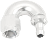 -6AN To 5/16" Barb 180 Degree Full Flow Push Lock Silver AF516-06-05S - Aeroflow