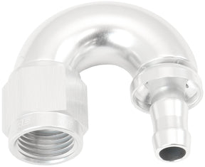 -6AN To 5/16" Barb 180 Degree Full Flow Push Lock Silver AF516-06-05S - Aeroflow