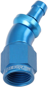 -6AN To 5/16" Barb 30 Deg Full Flow Push Lock Blue AF517-06-05 - Aeroflow