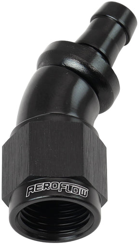 -6AN To 5/16" Barb 30 Deg Full Flow Push Lock Black AF517-06-05BLK - Aeroflow