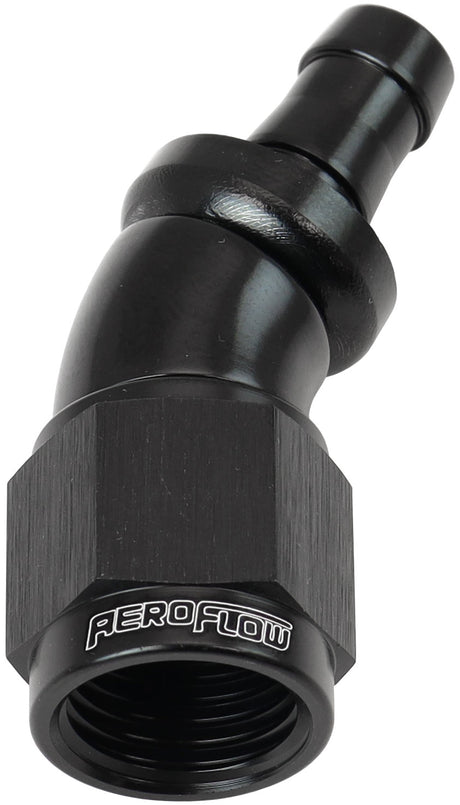 -6AN To 5/16" Barb 30 Deg Full Flow Push Lock Black AF517-06-05BLK - Aeroflow