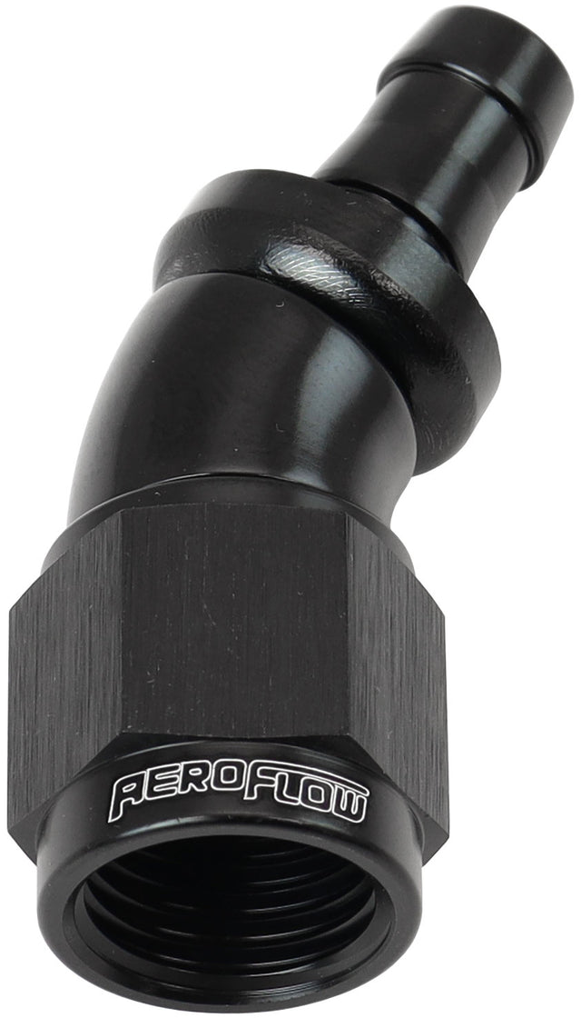 -6AN To 5/16" Barb 30 Deg Full Flow Push Lock Black AF517-06-05BLK - Aeroflow