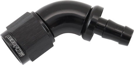 -6AN To 5/16" Barb 60 Deg Full Flow Push Lock Black AF518-06-05BLK - Aeroflow