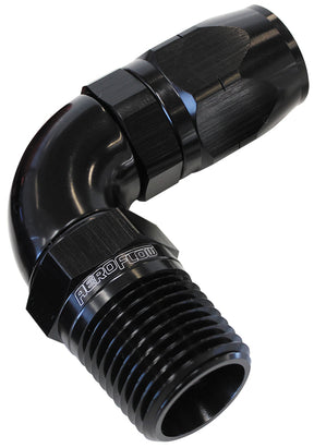 Male 1/8 NPT 90 Deg To -6 Hose Black Full Flow Billet 1 Piece AF529-06-02BLK - Aeroflow