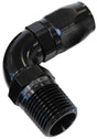 Male 1/4 NPT 90 Deg To -8 Hose Black Full Flow Billet 1 Piece AF529-08-04BLK - Aeroflow