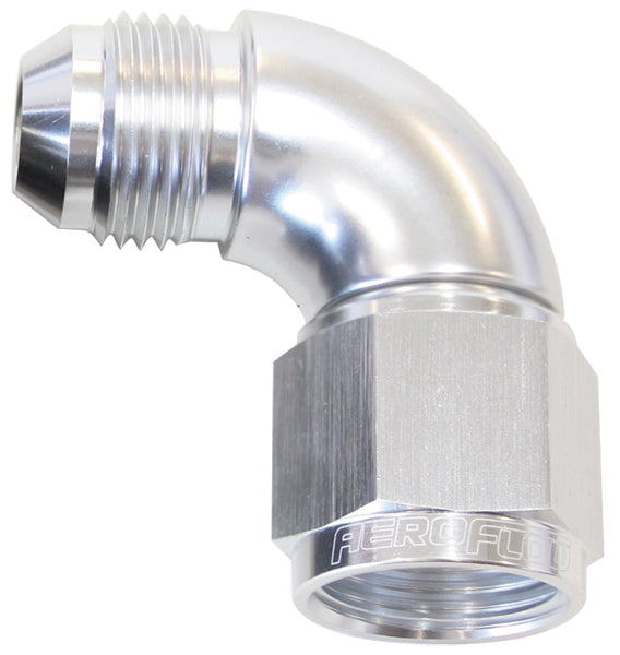90 Deg Female - Male -4AN Silver Full Flow AF543-04S - Aeroflow