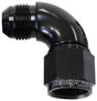 90 Deg Female - Male -10AN Black Full Flow AF543-10BLK - Aeroflow