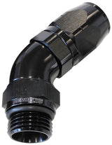 Male Hose End -8ORB To -8 Hose Full Flow Billet 45 Deg AF544-08-08BLK - Aeroflow