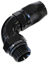 Male Hose End -4ORB To -6 Hose Full Flow Billet 90 Deg Black AF549-06-04BLK - Aeroflow