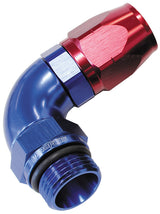 Male Hose End -10ORB To -12HOSEFULL Flow Billet 90 Deg Blue AF549-12-10 - Aeroflow