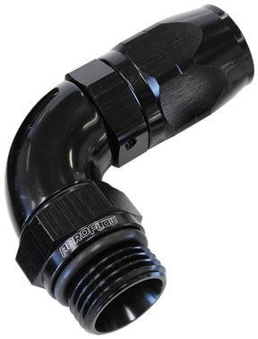 Male Hose End -12ORB To -16HOSEFULL Flow Billet 90 Deg Black AF549-16-12BLK - Aeroflow