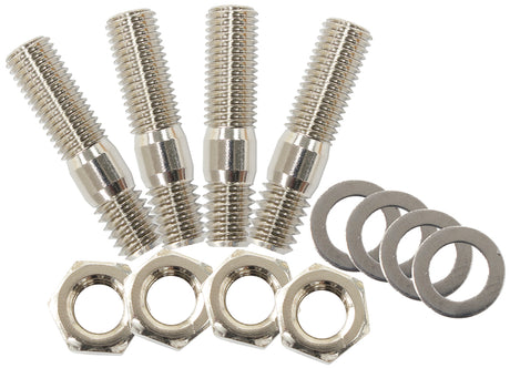 Carburettor Stud Kit Standard 1-3/8" 35mm OAL Hex Chrome AF55-1008 - Aeroflow