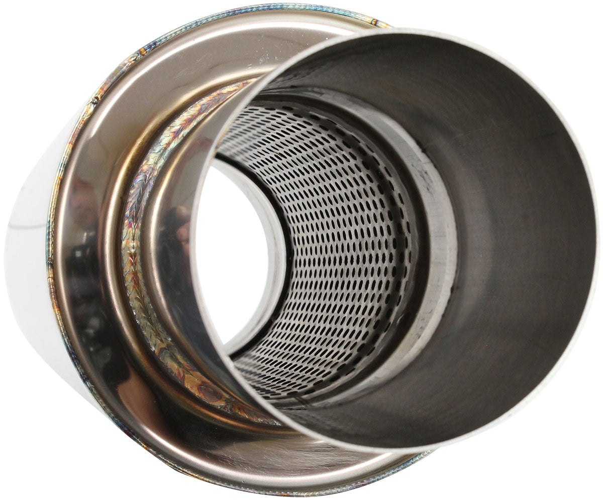 3" Round Muffler Centre Centre 18" Length 6" Dia 5" Tip S/S AF5515-300 - Aeroflow