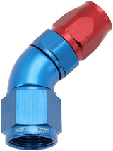 Stepped 45 Deg Hose End -6 Hose To -8AN Reducer Hose End Blue AF552-06-08 - Aeroflow
