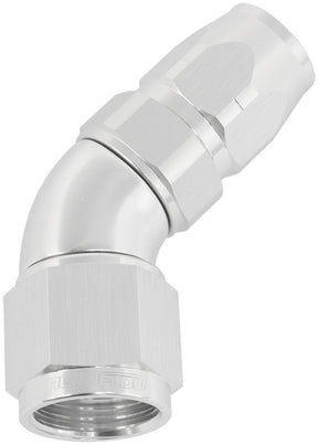 Stepped 45 Deg Hose End -6 Hose To -8AN Reducer Hose End Silve AF552-06-08S - Aeroflow