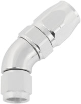 Stepped 45 Deg Hose End -8 Hose To -6AN Expander Hose End Silv AF552-08-06S - Aeroflow