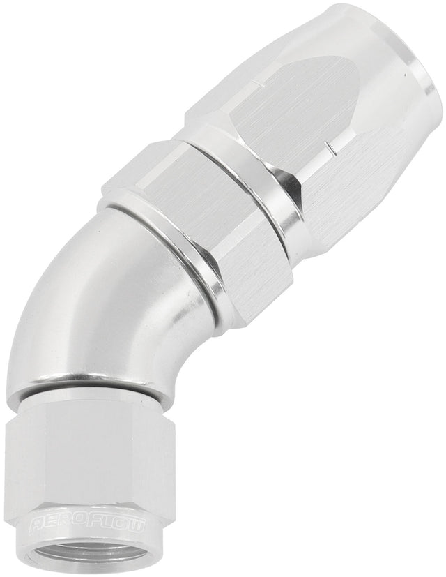 Stepped 45 Deg Hose End -8 Hose To -6AN Expander Hose End Silv AF552-08-06S - Aeroflow