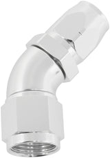 Stepped 45 Deg Hose End -8 Hose To -10AN Reducer Hose End Silv AF552-08-10S - Aeroflow