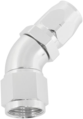 Stepped 45 Deg Hose End -8 Hose To -10AN Reducer Hose End Silv AF552-08-10S - Aeroflow