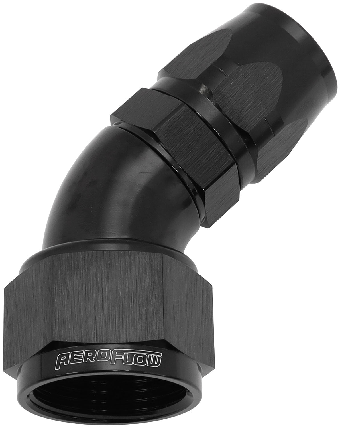 Stepped 45 Deg Hose End -12 Hosto -16AN Reducer Hose End Blac AF552-12-16BLK - Aeroflow