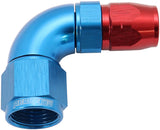 Stepped 90 Deg Hose End -6 Hose To -8AN Reducer Hose End Blue AF553-06-08 - Aeroflow