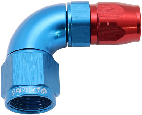 Stepped 90 Deg Hose End -6 Hose To -8AN Reducer Hose End Blue AF553-06-08 - Aeroflow