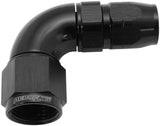 Stepped 90 Deg Hose End -6 Hose To -8AN Reducer Hose End Black AF553-06-08BLK - Aeroflow