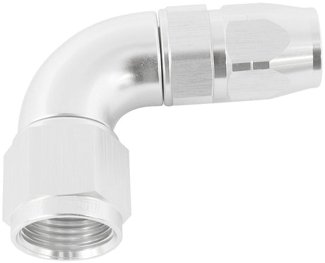 Stepped 90 Deg Hose End -6 Hose To -8AN Reducer Hose End Silve AF553-06-08S - Aeroflow