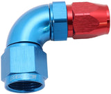 Stepped 90 Deg Hose End -8 Hose To -10AN Reducer Hose End Blue AF553-08-10 - Aeroflow