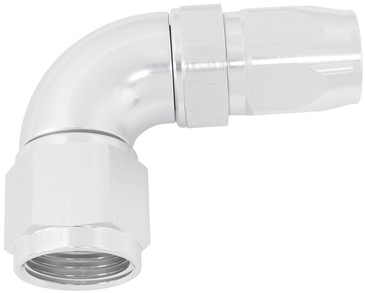 Stepped 90 Deg Hose End -8 Hose To -10AN Reducer Hose End Silv AF553-08-10S - Aeroflow