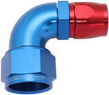 Stepped 90 Deg Female -16 AN To -12AN Reducer Hose End Blue AF553-12-16 - Aeroflow