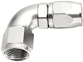 Alloy 90 Deg Hose End -20AN Silver Cutter Style Full Flow AF553-20S - Aeroflow