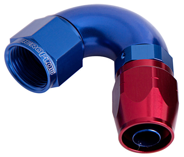 Alloy 120 Deg Hose End -4AN Blue Cutter Style Full Flow AF554-04 - Aeroflow